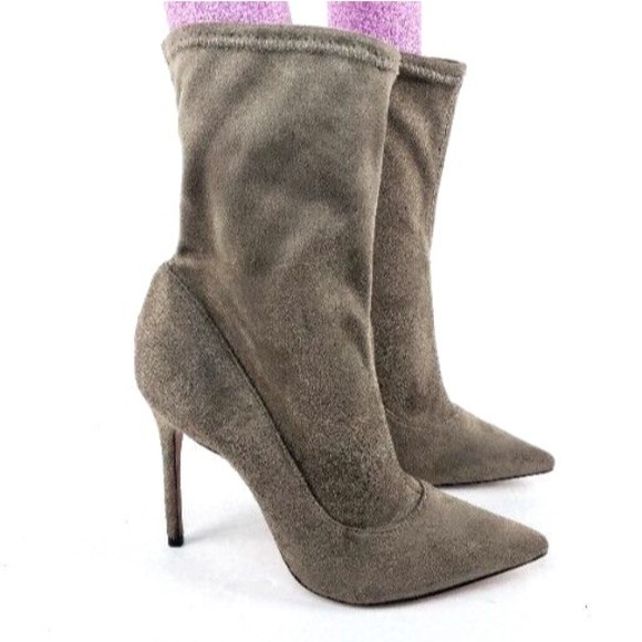 SCHUTZ Mislane Tan Suede Mid Calf Sock Bootie Size 6 B - Picture 2 of 16